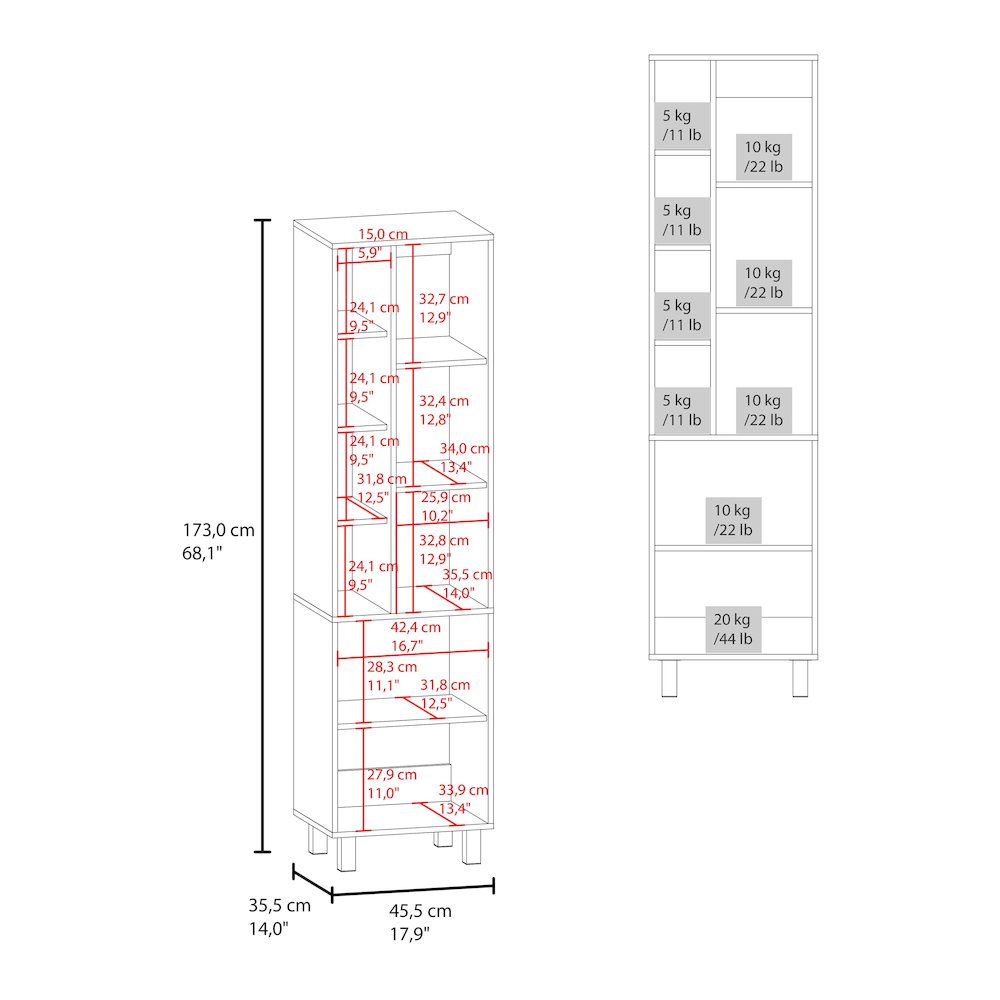 Pinal Linen Cabinet with Open Storage and 2 Doors, White. Picture 2