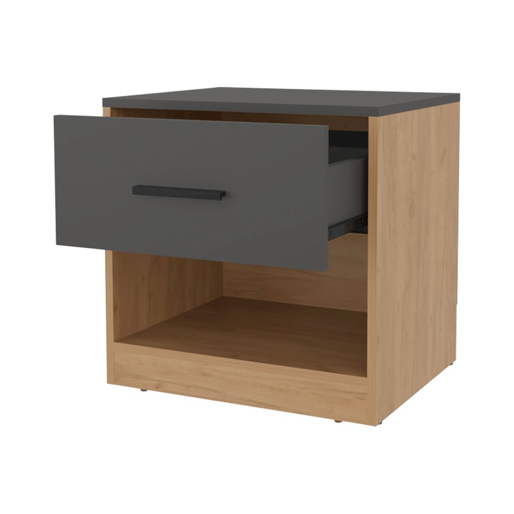 Solomon Nightstand with a Drawer, Natural Oak and Matt Grey. Picture 6