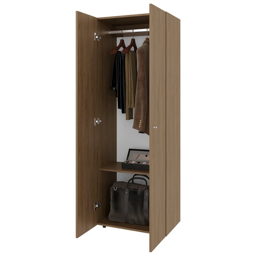Basin  2-Door Tall Wardrobe Cabinet 66.9"H,  Bedroom, Natural Oak. Picture 4