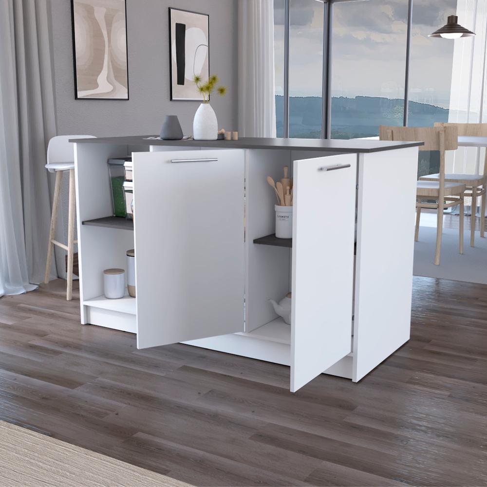Mercury Kitchen Island with spacious Countertop, Double Door Cabinets. Picture 3
