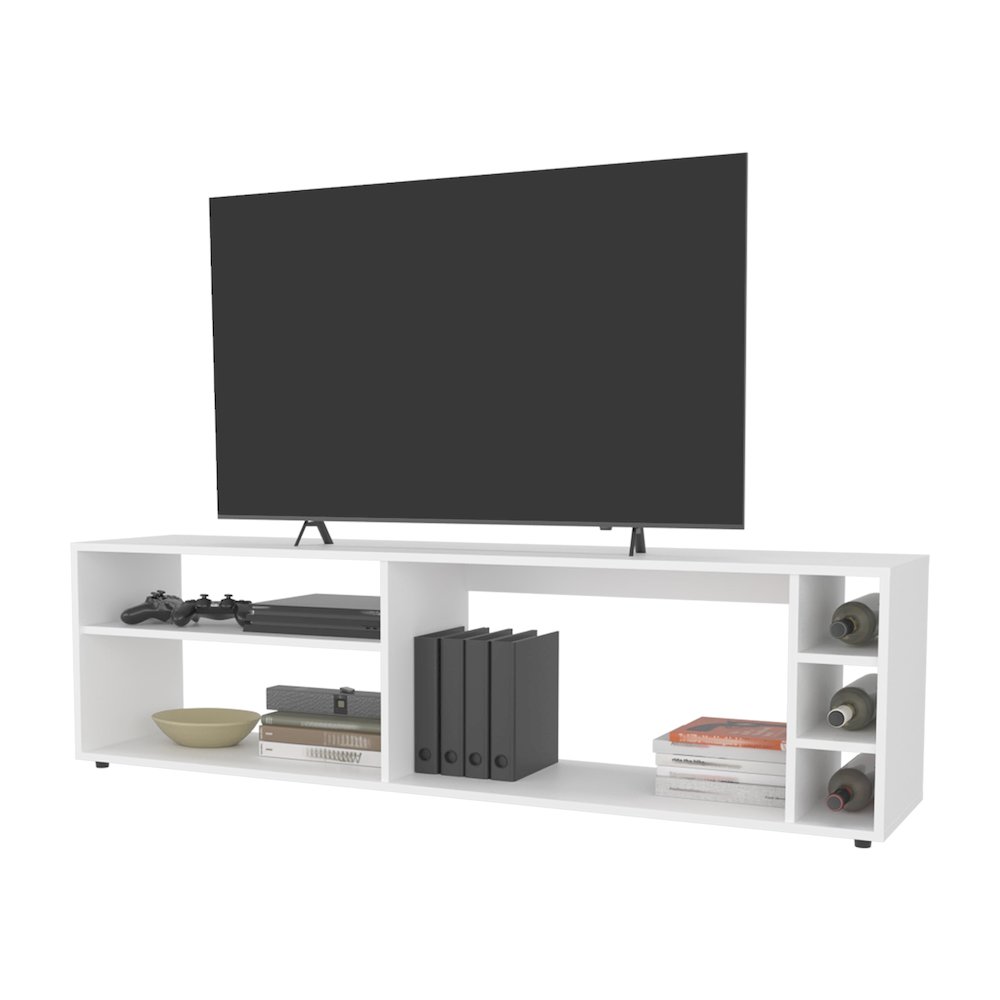 Mayo TVStand for 70" Screen with Open Storage and Melamine Finish, White. Picture 4