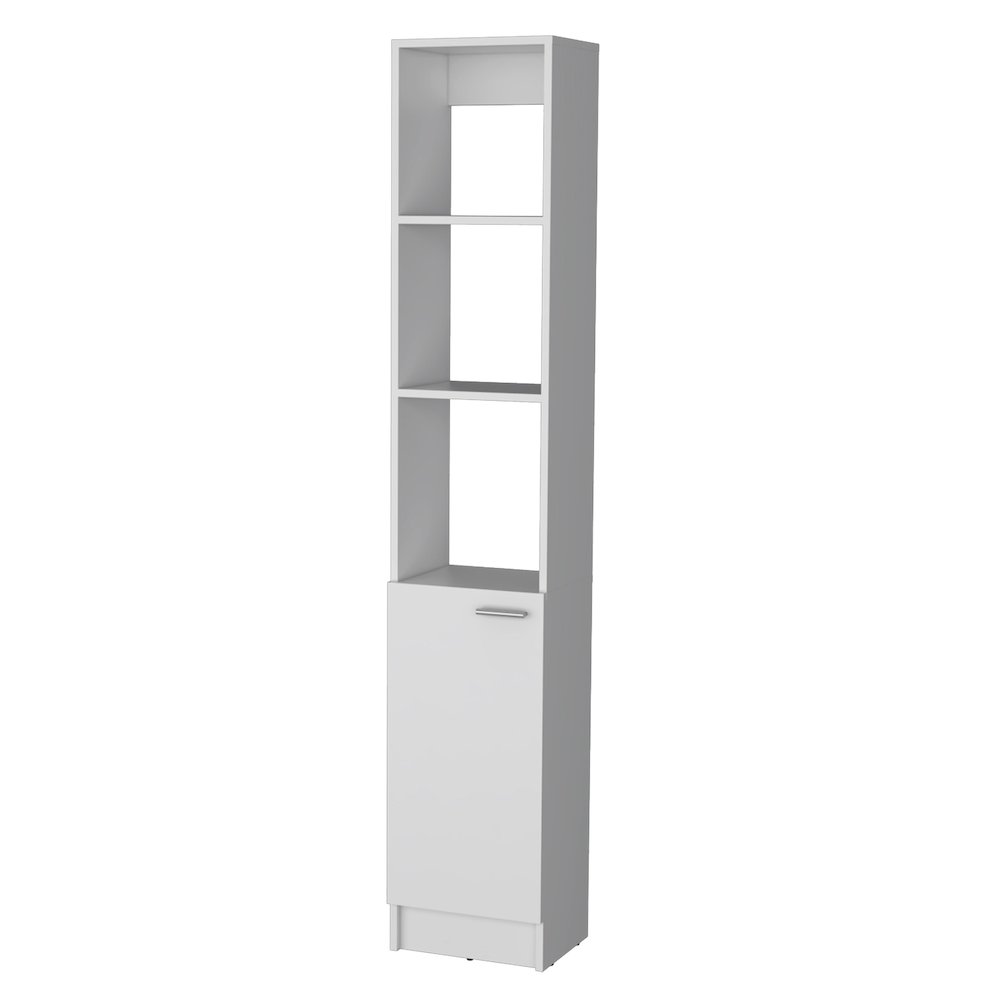 Brenda Linen Cabinet with 1 door, 3 open shelves and 2 hidden shelves. Picture 1