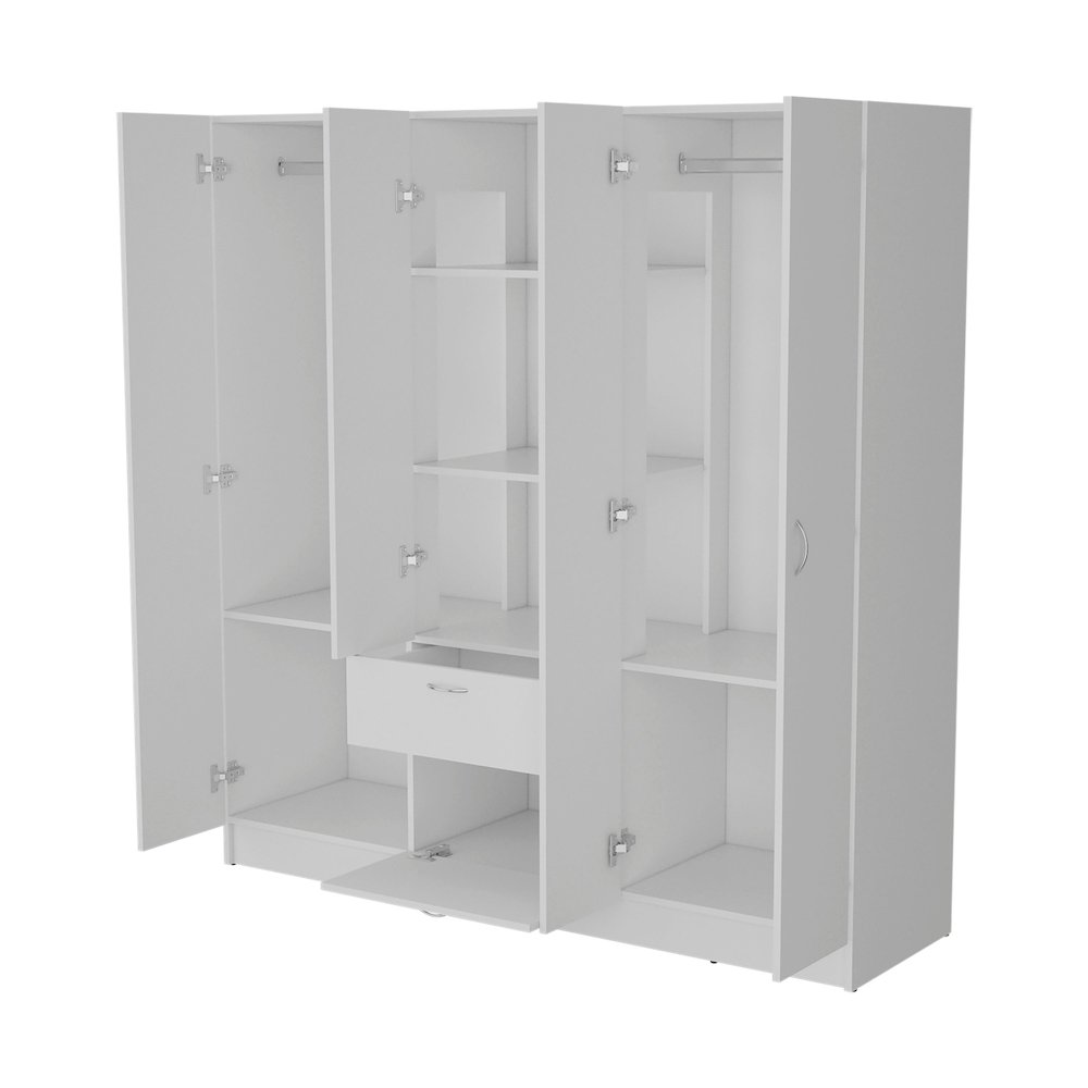 Olin 4-Door Wardrobe with Shelves and Drawer, Multistorage.. Picture 6