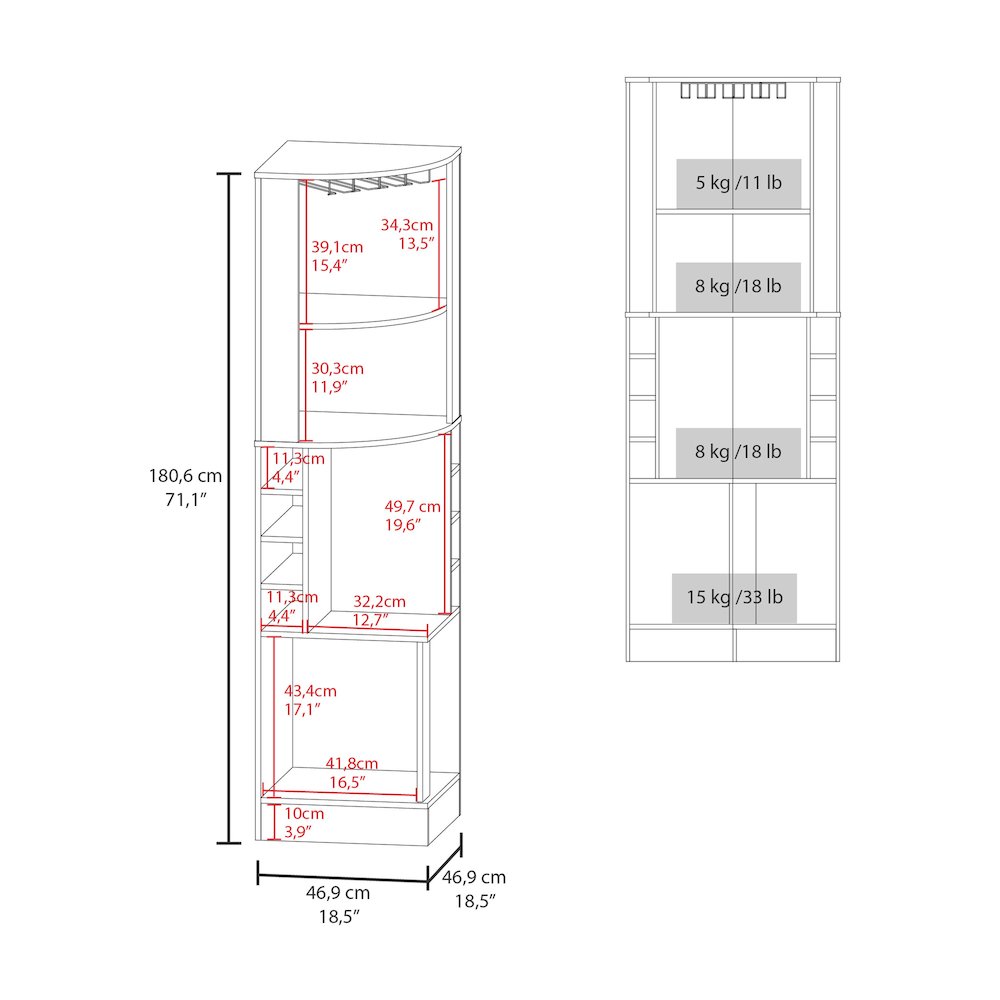 Page Corner Bar Cabinet with Wine Storage and Glass Rack, White. Picture 2