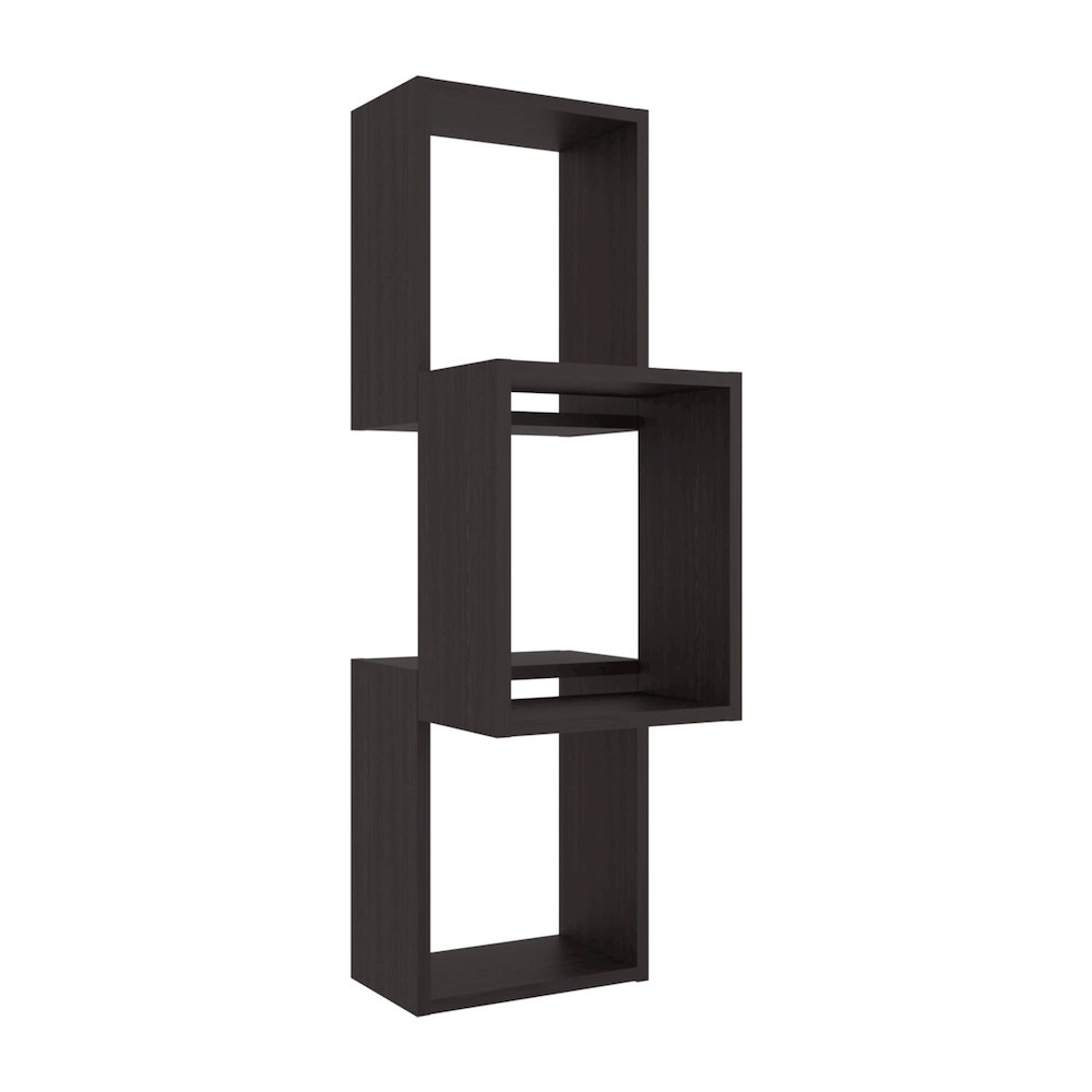 Stormi Wall-Mounted Geometric Shelf Unit, Wenge. Picture 1