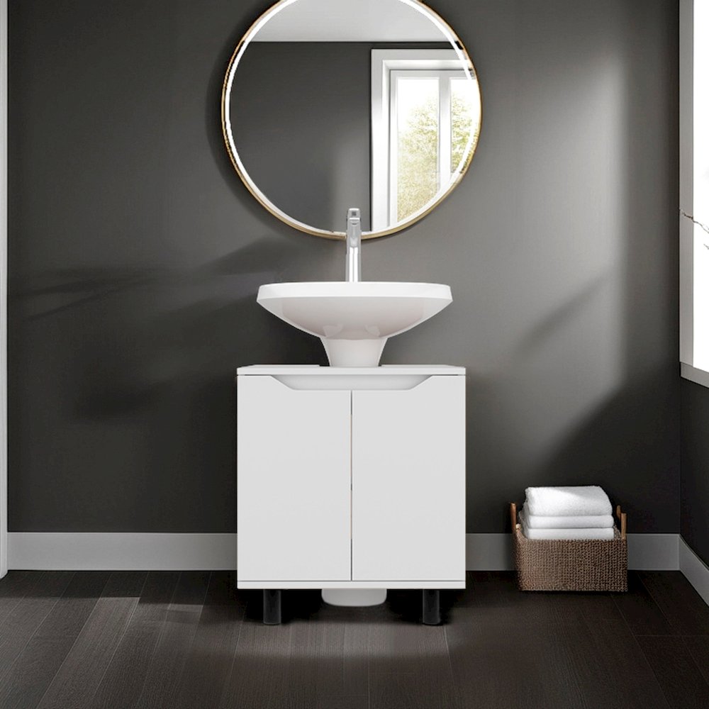 Bathroom Vanity Cabinet for Pedestal Sink – Freestanding Storage Unit,White. Picture 8