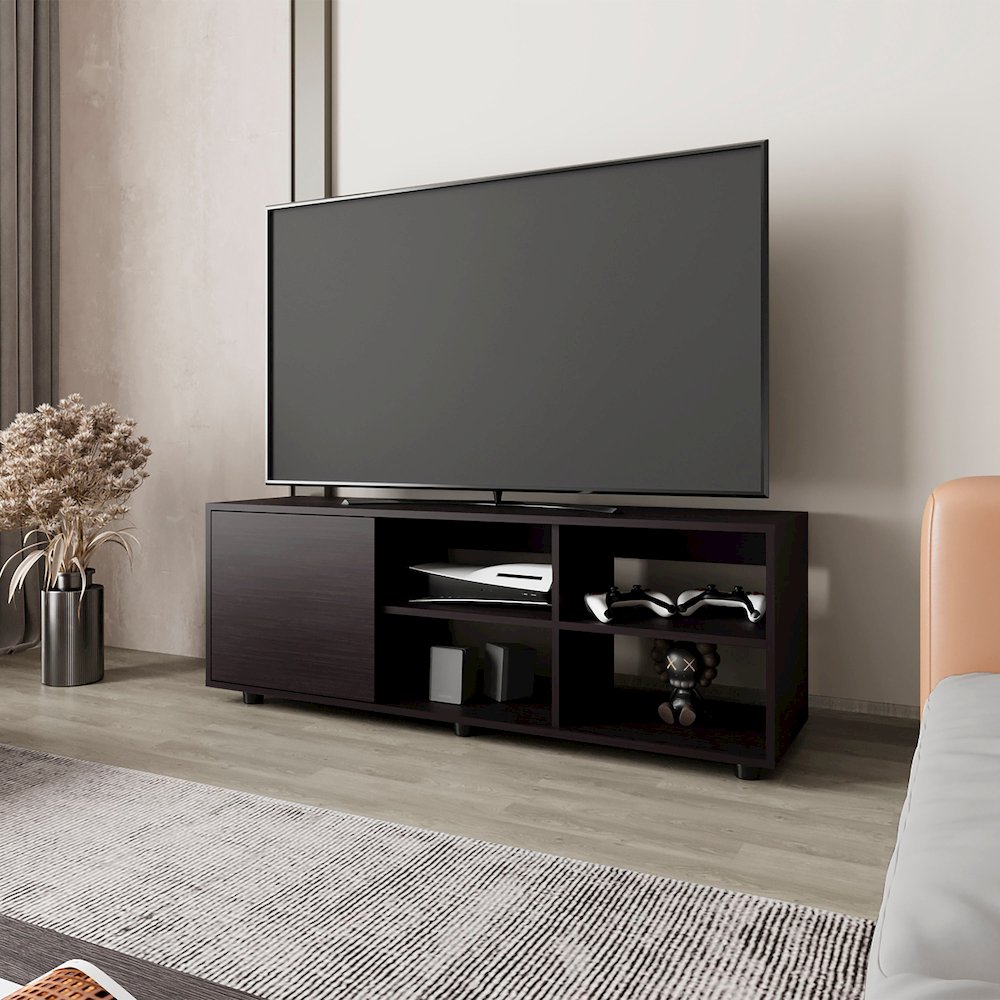 Parker TV Stand with a Door and Open Storage,Wengue. Picture 4