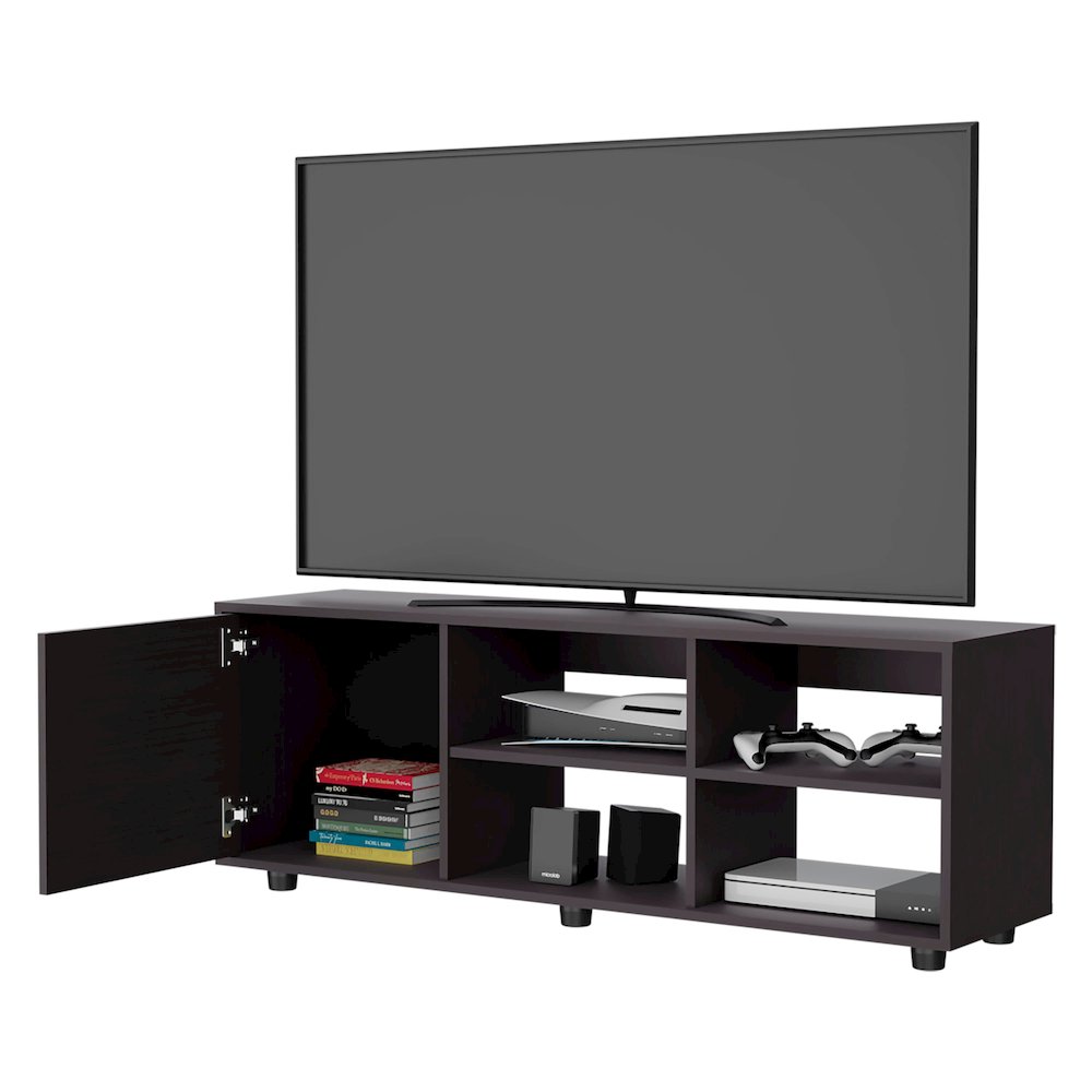 Parker TV Stand with a Door and Open Storage,Wengue. Picture 5