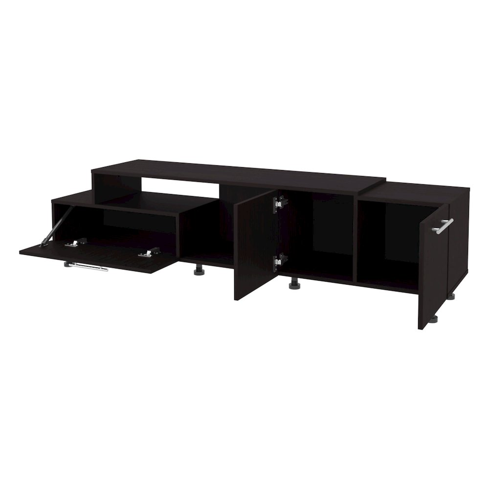 Drop-Down Door, Adjustable Legs, Open Storage, and Two Side Cabinets, Wengue. Picture 6