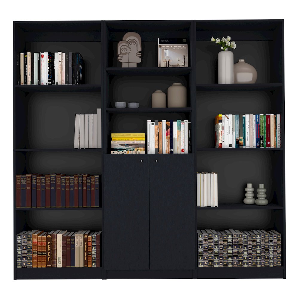 Munds 3 Piece Living Room Set with 3 Bookcases, Wenge. Picture 5