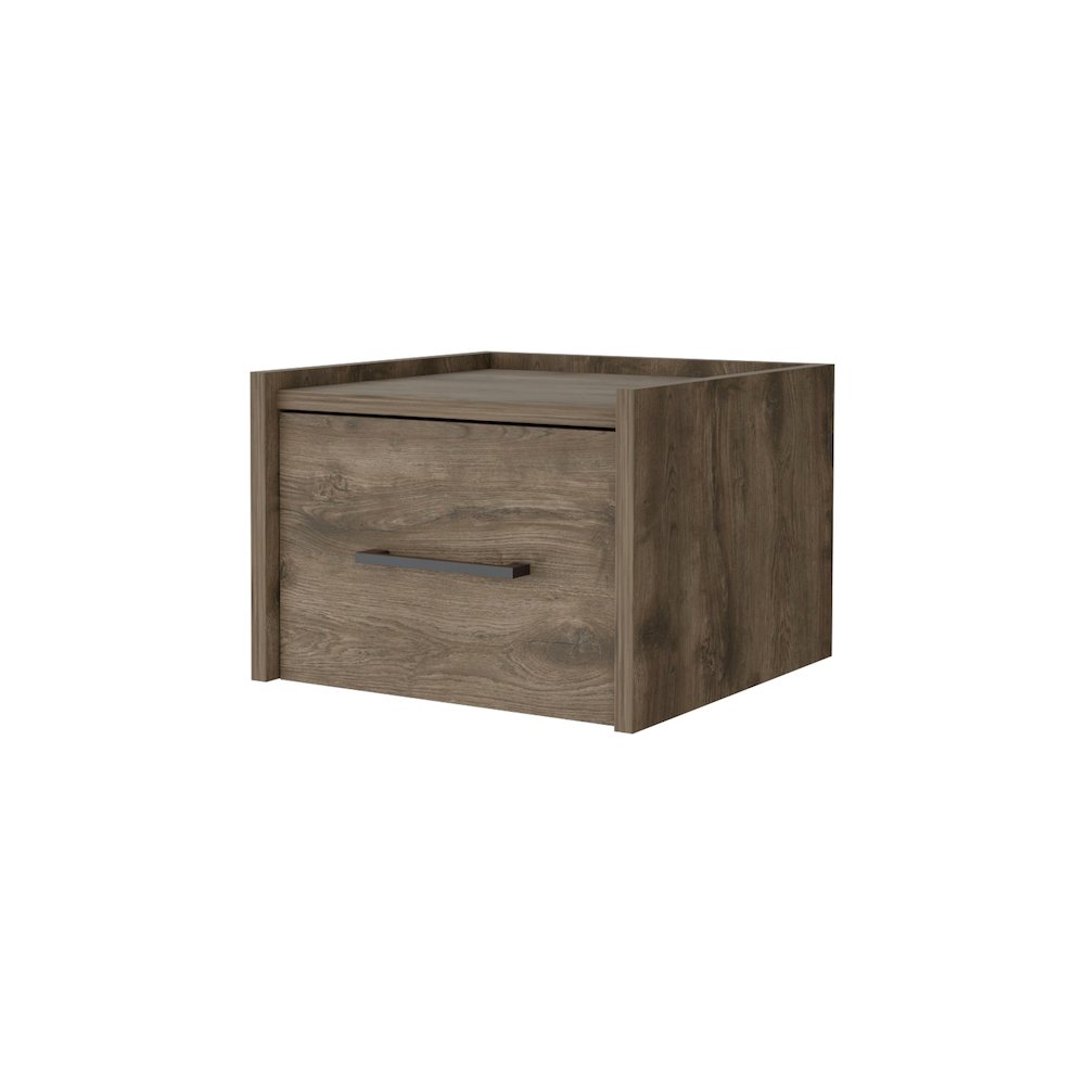 Elfrida Wall-Mounted Nightstand, Sleek Single-Drawer Design, Dark Brown. Picture 1