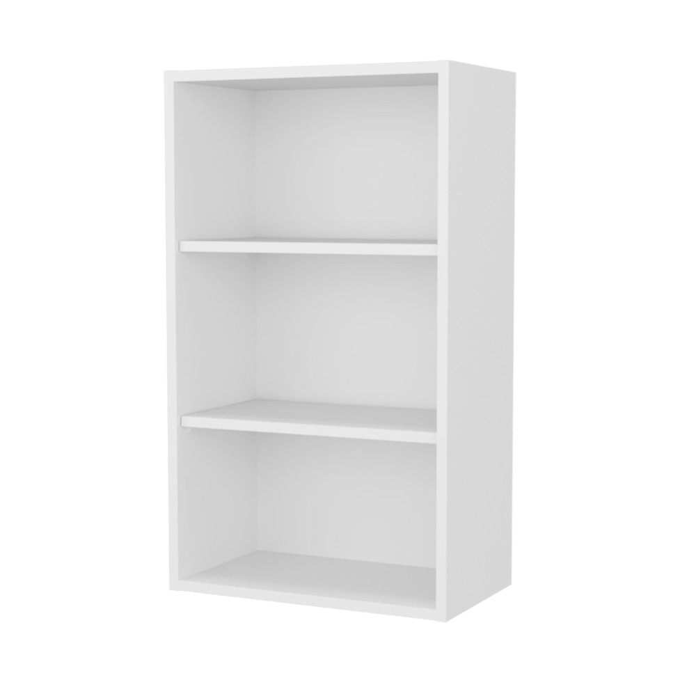 Guadalupe Wall Cabinet in Melamine with Open Storage, White. Picture 4