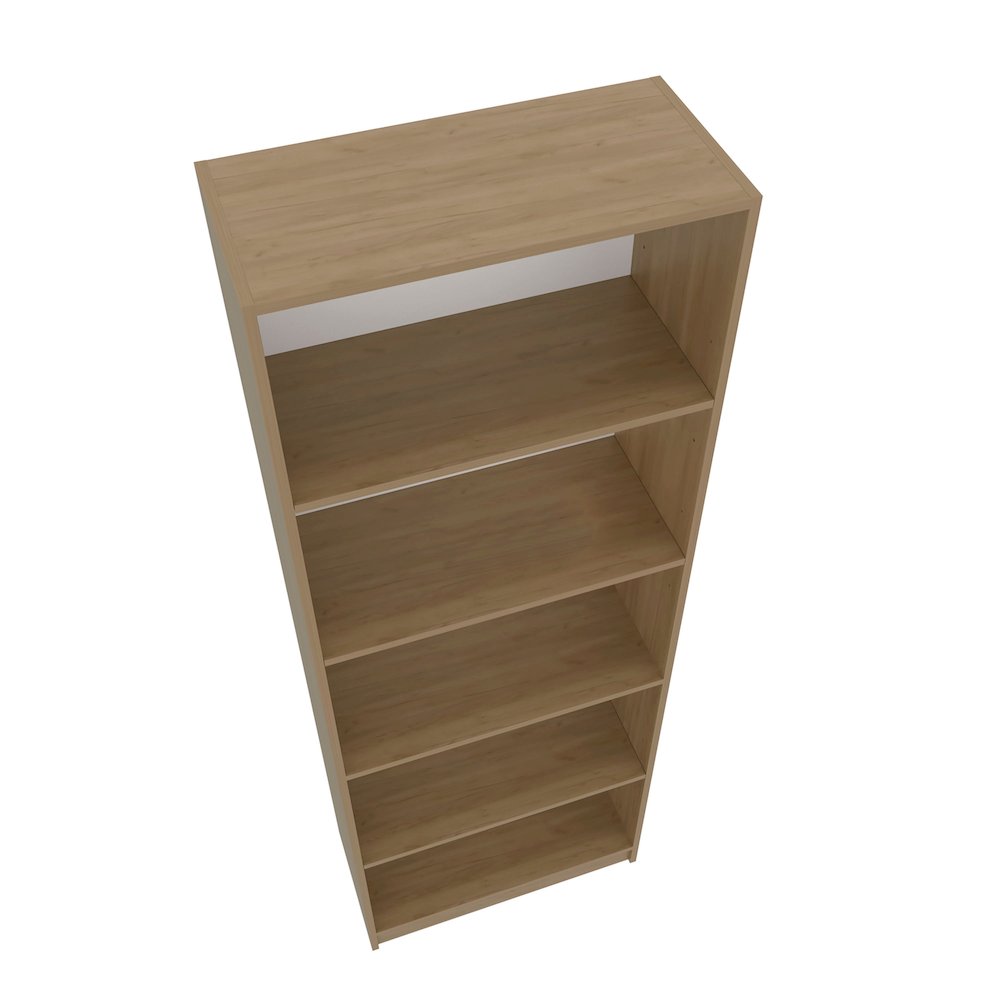 Dam Bookcase with Open Storage and 5 Shelves, Natural Oak and White. Picture 6