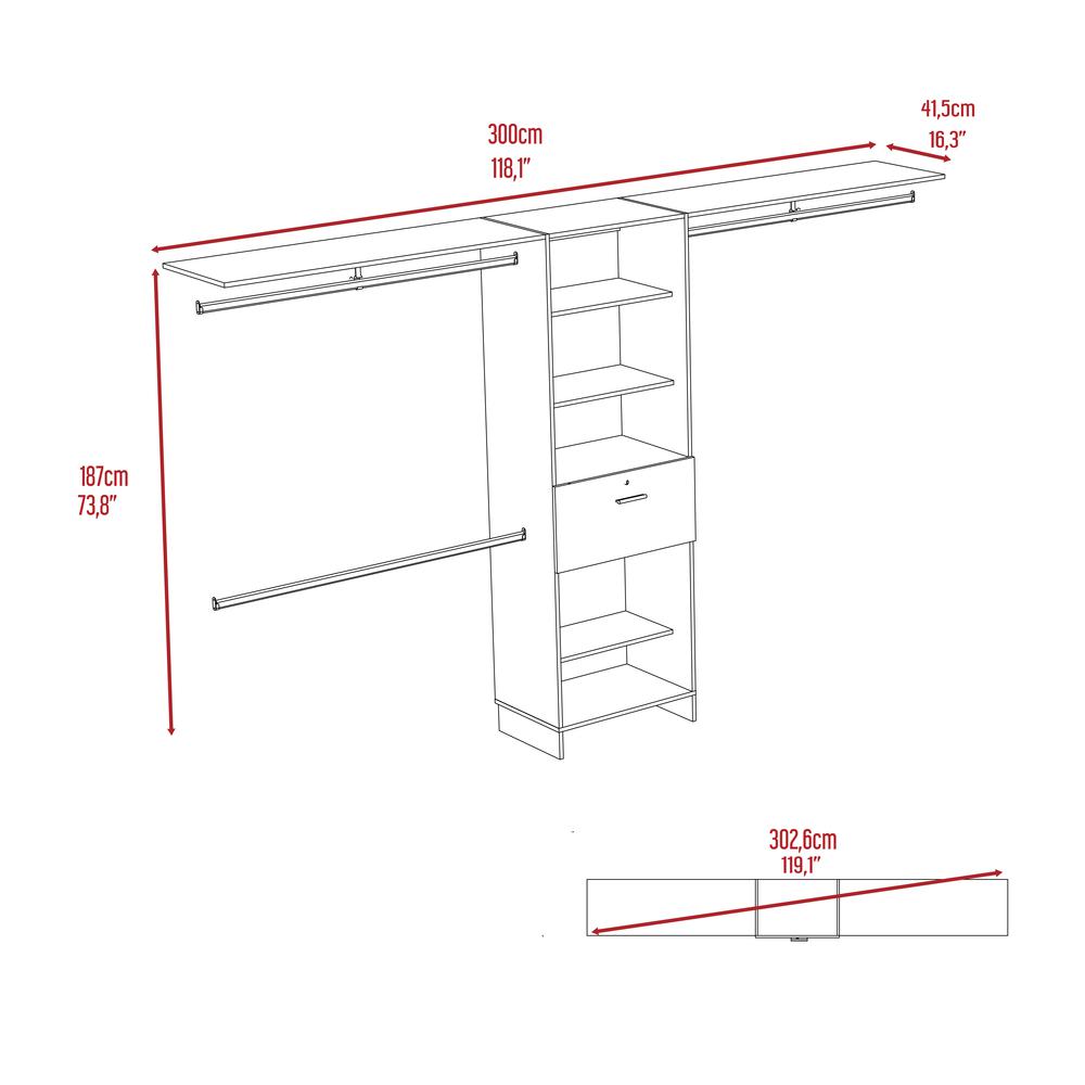 Broncos 70" Closet Single Drawer. Picture 5