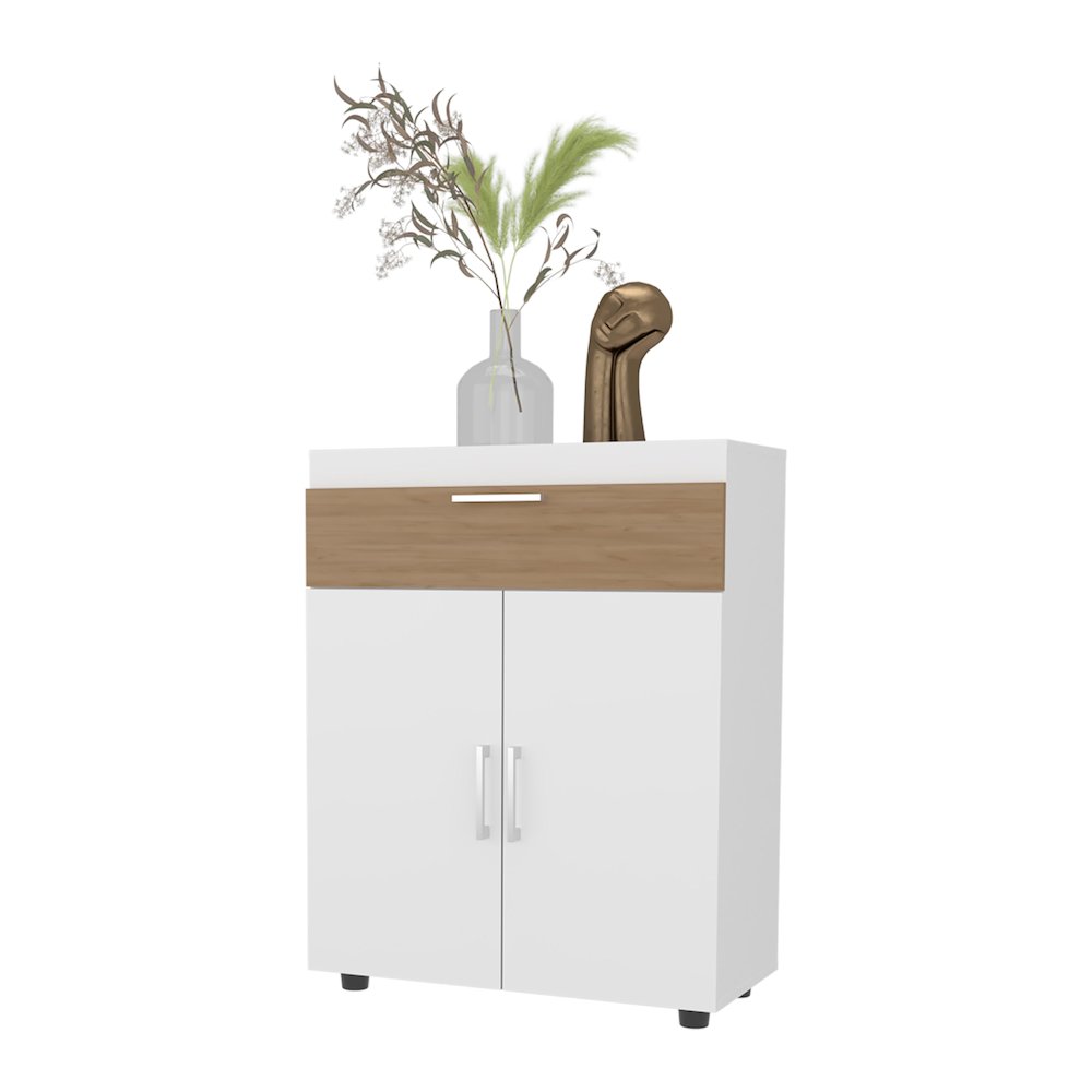 North Fork Shoe Rack, Pneumatic Lift-Up Compartment, Dual Doors, White. Picture 5