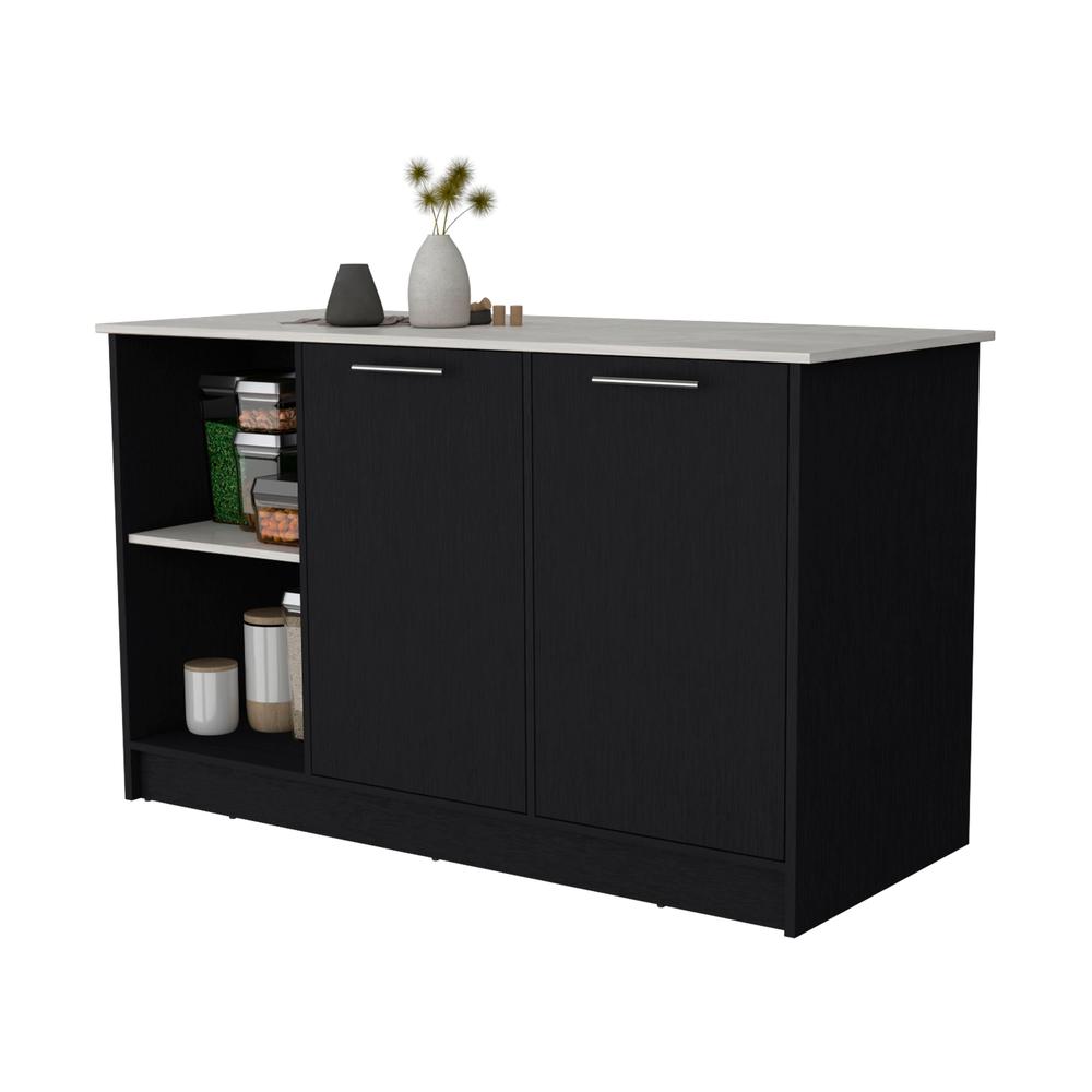 Mercury Kitchen Island with spacious Countertop, Double Door Cabinets. Picture 6