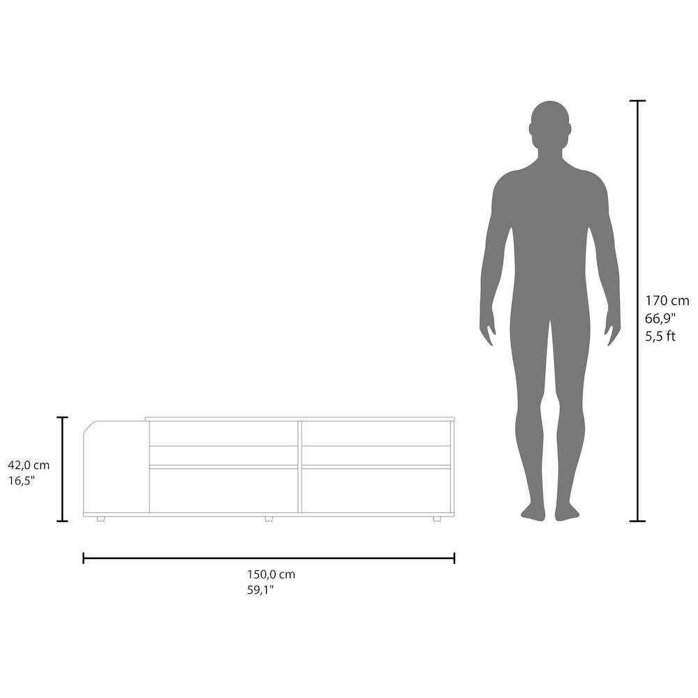 Modern TV Stand, Entertainment Console with Open Shelves, Navy blue. Picture 5