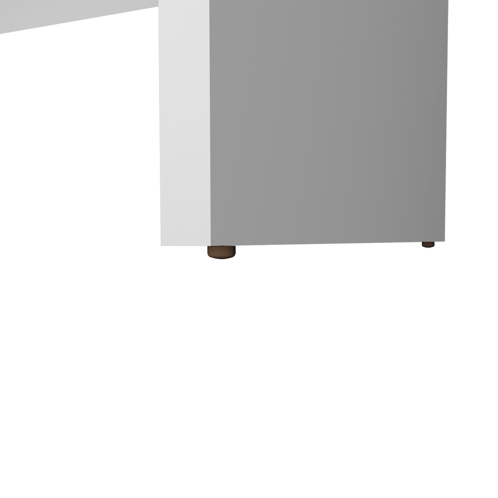 Rough Rock Minimalist Home Office Work Desk with Cable Management , White. Picture 7
