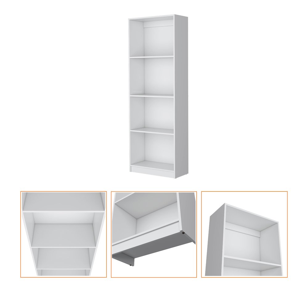 Sutton Bookcase with Tier Storage Shelves, White. Picture 3