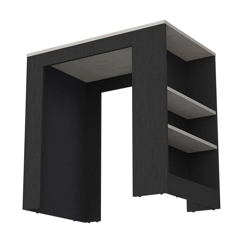 Harlan Kitchen Island, Counter Height Table Top with 3-Side Shelf. Picture 3