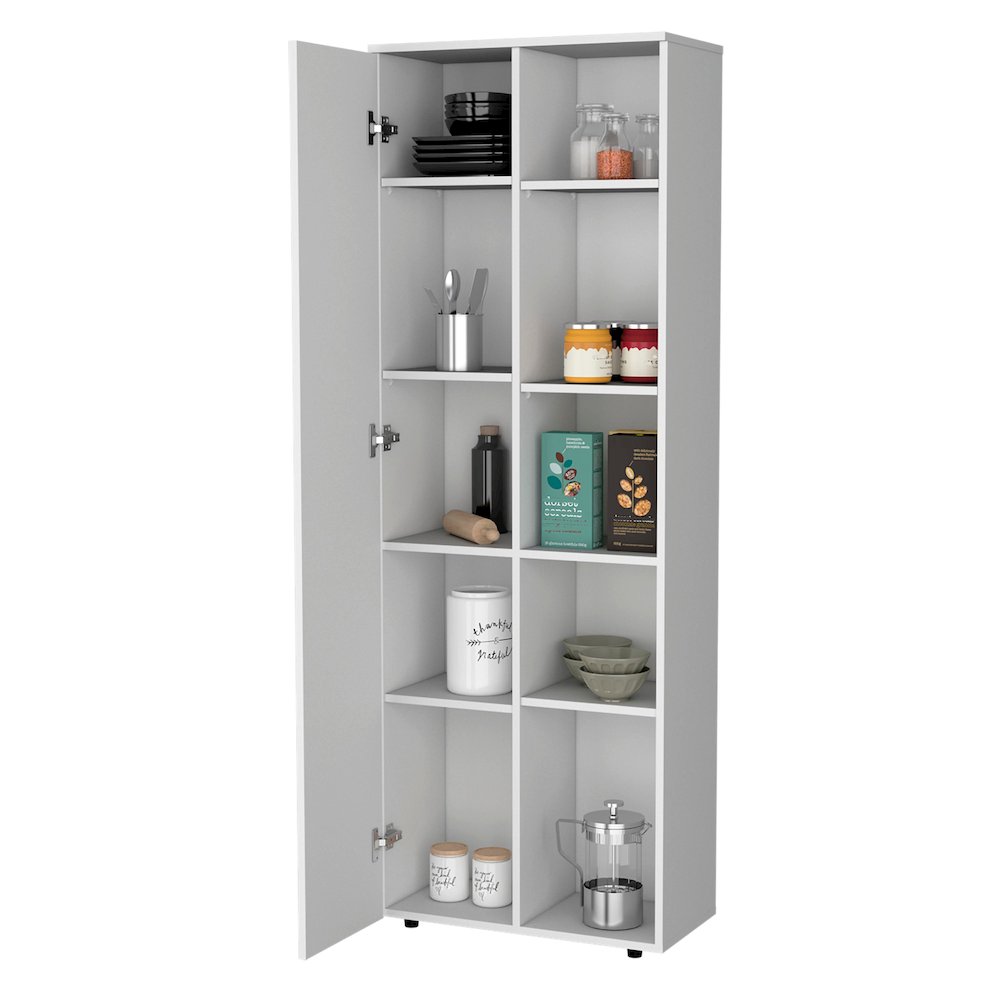 Harman Multistorage Kitchen Pantry with 1 door and 5 open shelves, White. Picture 6