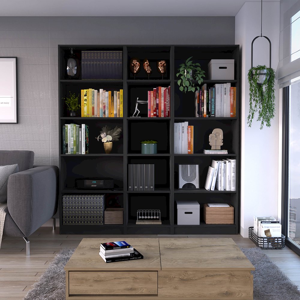 Holdbrook 3 Piece Living Room Set with 3 Bookcases, Wenge. Picture 6