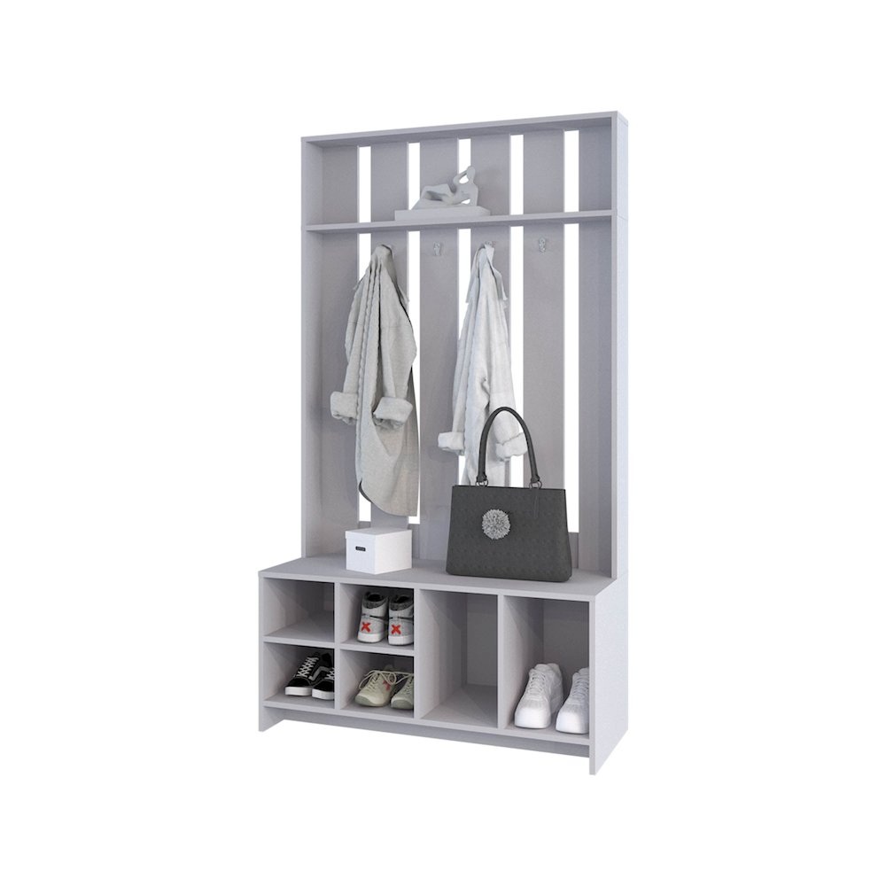 Van Hall Tree in Melamine, Open Storage y Coat Space, Smoke. Picture 3