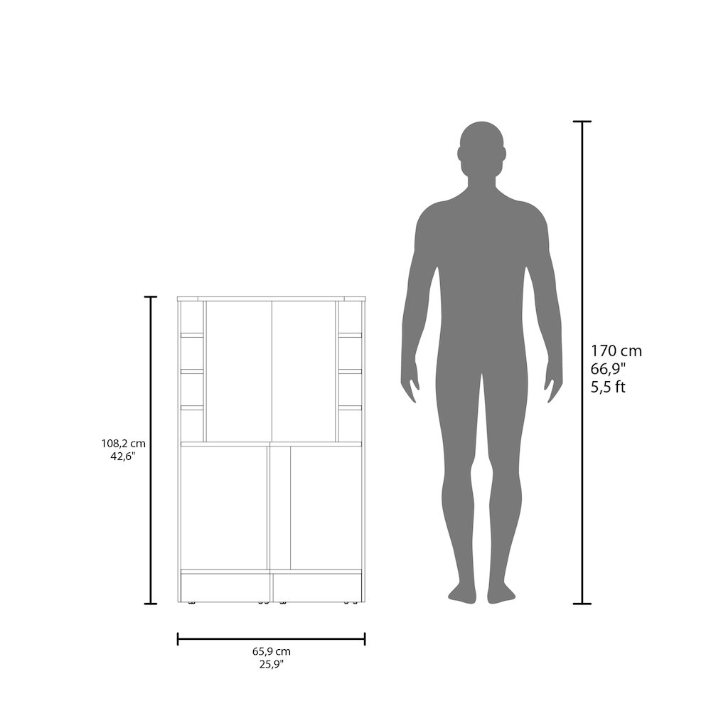 Toyei Corner Bar Cabinet with Bottle Rack, Open Shelves, and Hidden Storage. Picture 7