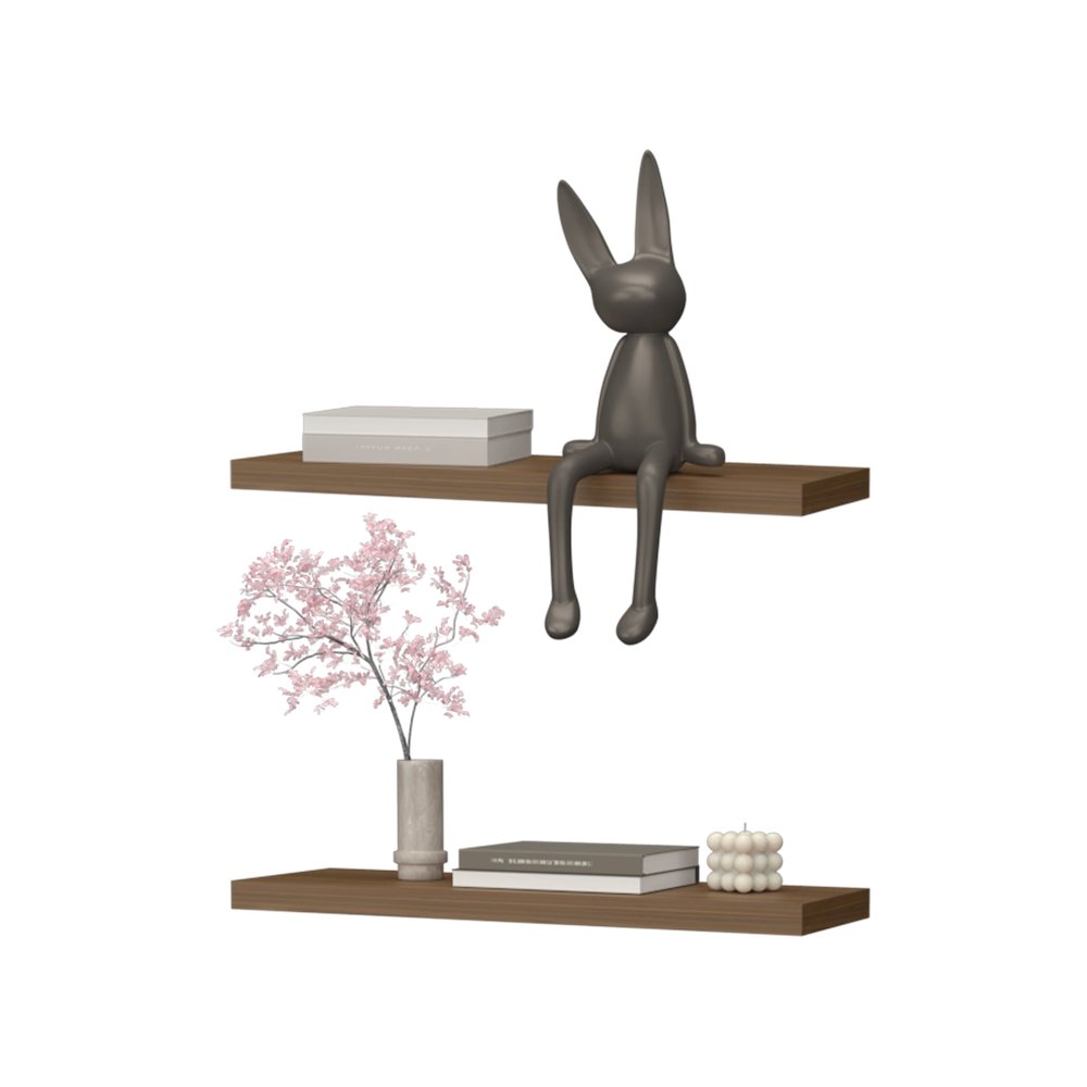 Iva Floating Shelf in Melamine x2,Mahogany. Picture 3