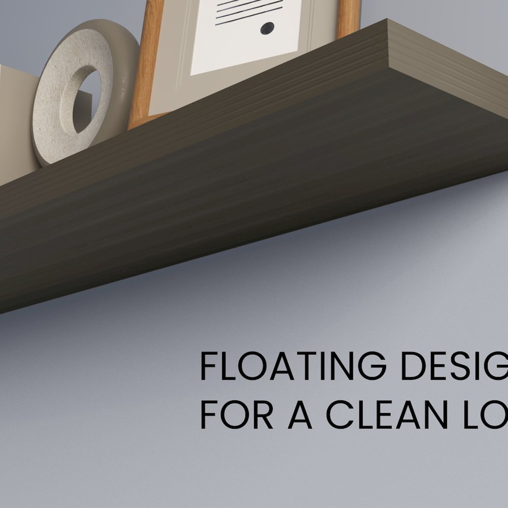 Greer Floating Shelf in Melamine x2,Smokey Oak. Picture 4