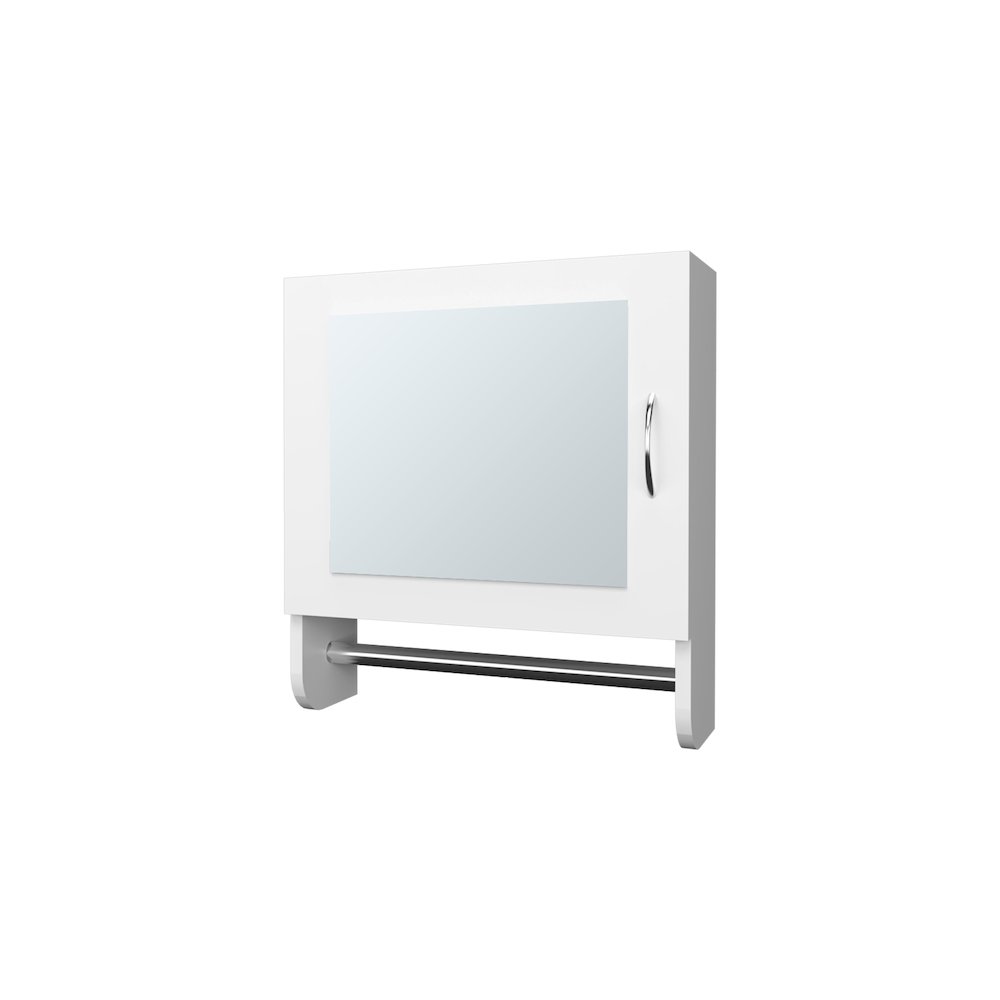 Pine Medicine Cabinet in Melamine With a Towel Bar And Included Mirror, White. Picture 1