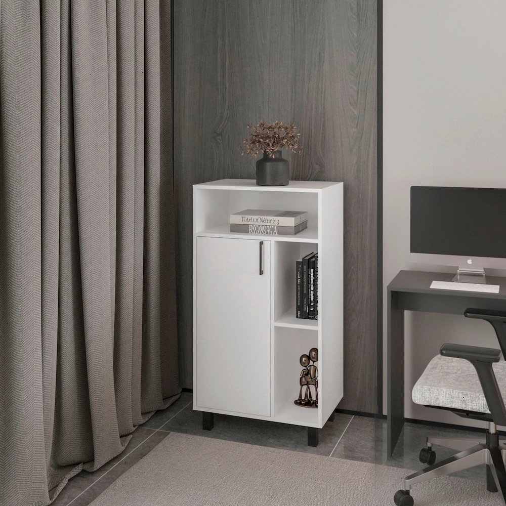 Wengewater Cabinet with Open Storage and 1 Door, White. Picture 4
