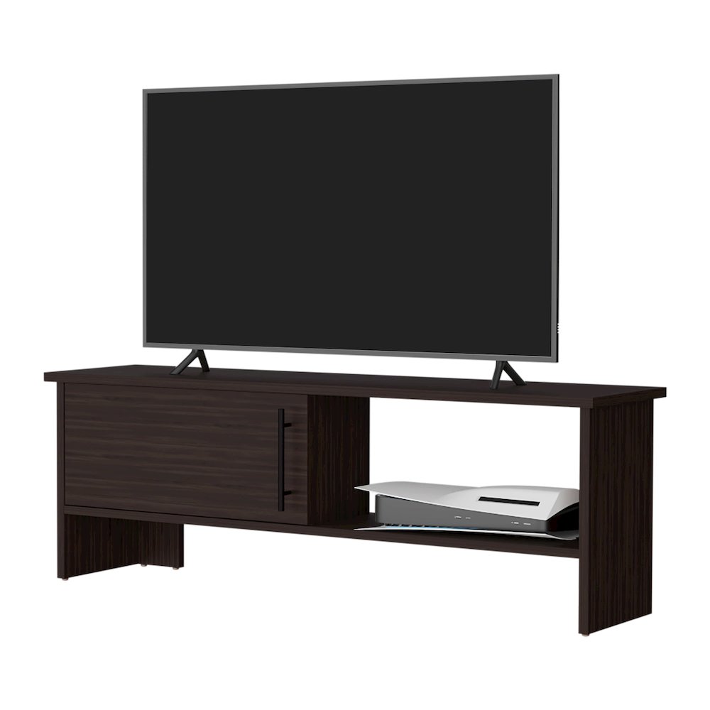 Rock Point Entertainment Center with a Door and Open Storage,  Stained Walnut. Picture 8