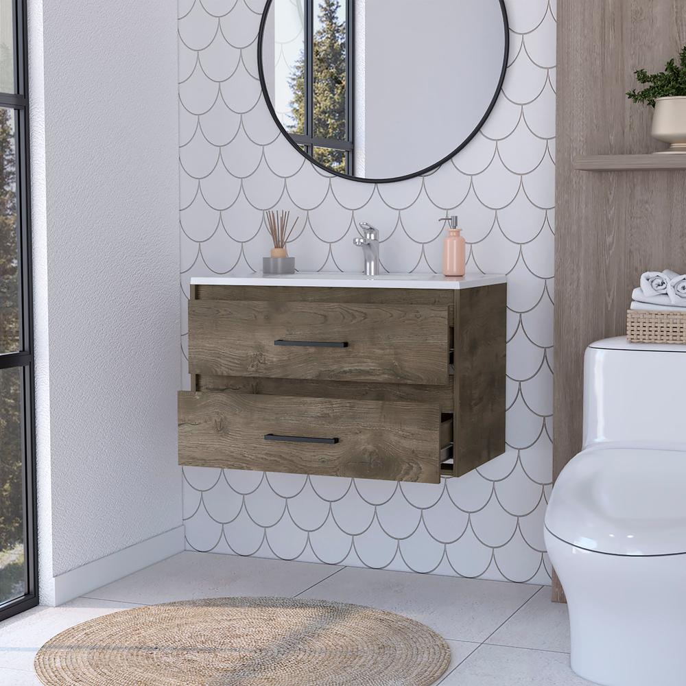 Maine Bathroom Vanity Wall Mounted with 2-Drawers. Picture 5