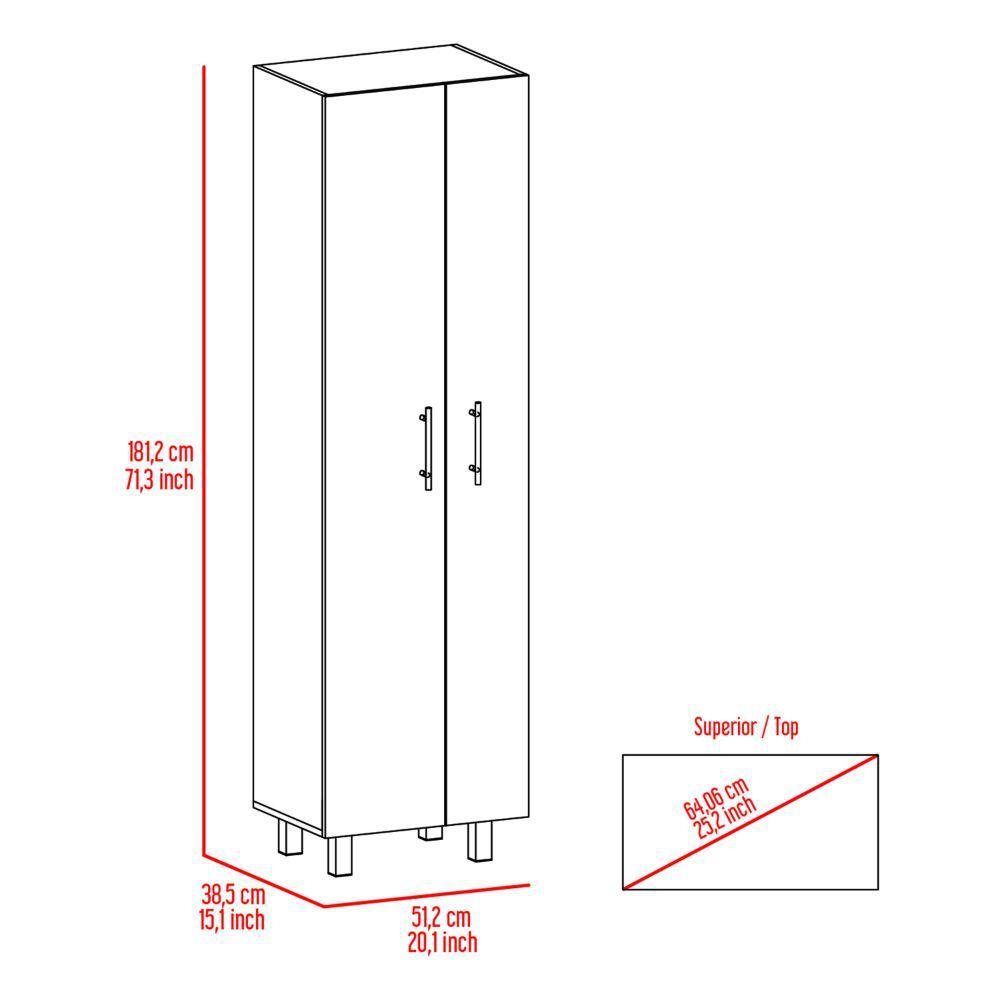 Norway Broom Closet Pantry, Five Shelves, Double Door Cabinet, Four Legs. Picture 3