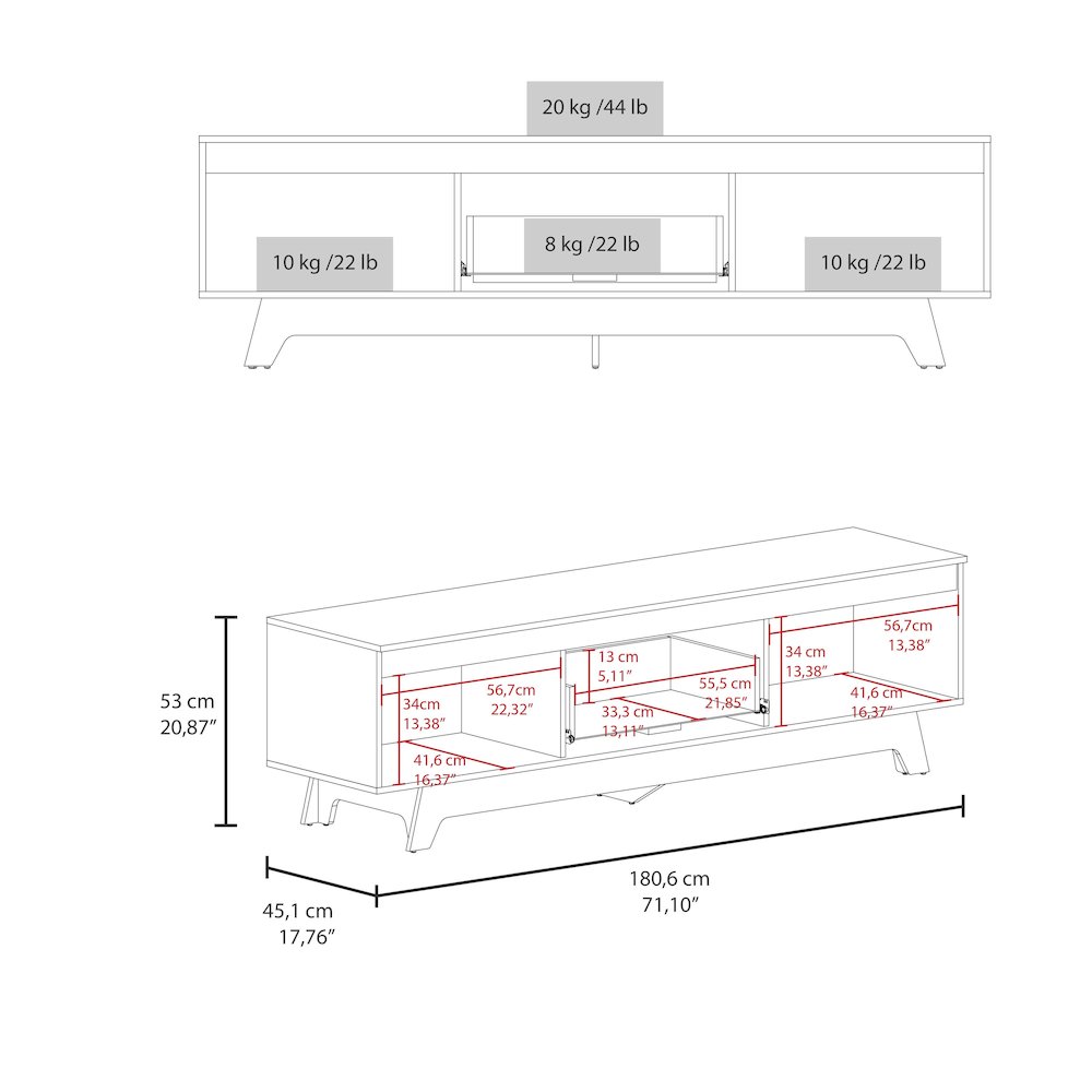 Lyman Entertainment Center with Two Doors, White and Natural Oak. Picture 2
