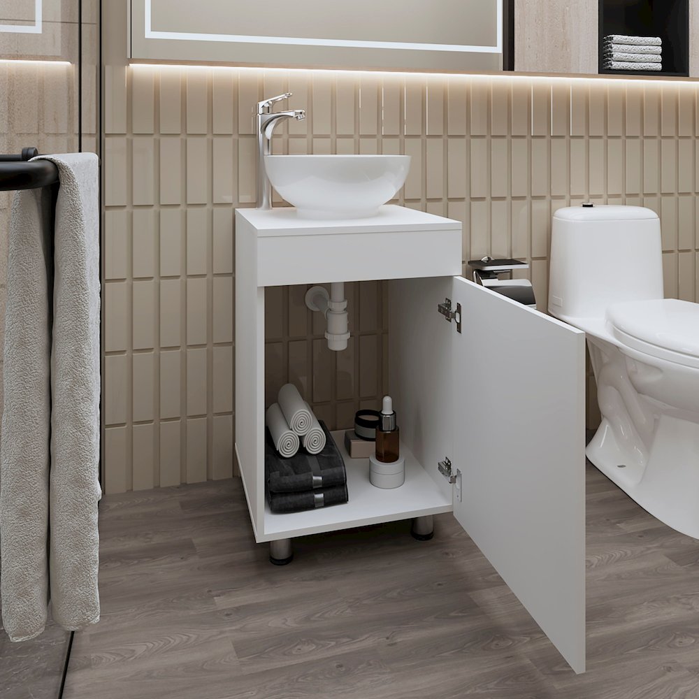 Loli Bathroom Vanity with Integrated Sink and Faucet, White. Picture 3