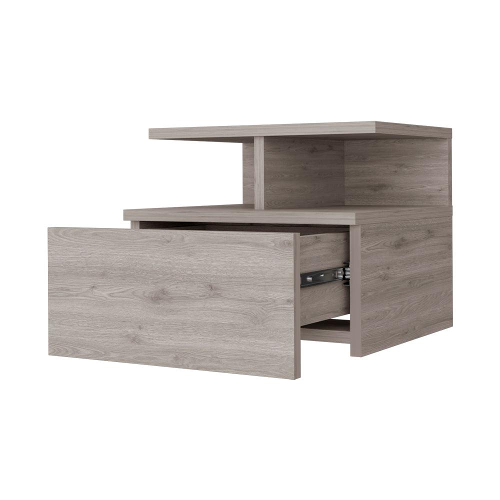 Augusta Floating Nightstand with 2-Tier Shelf and 1-Drawer. Picture 5
