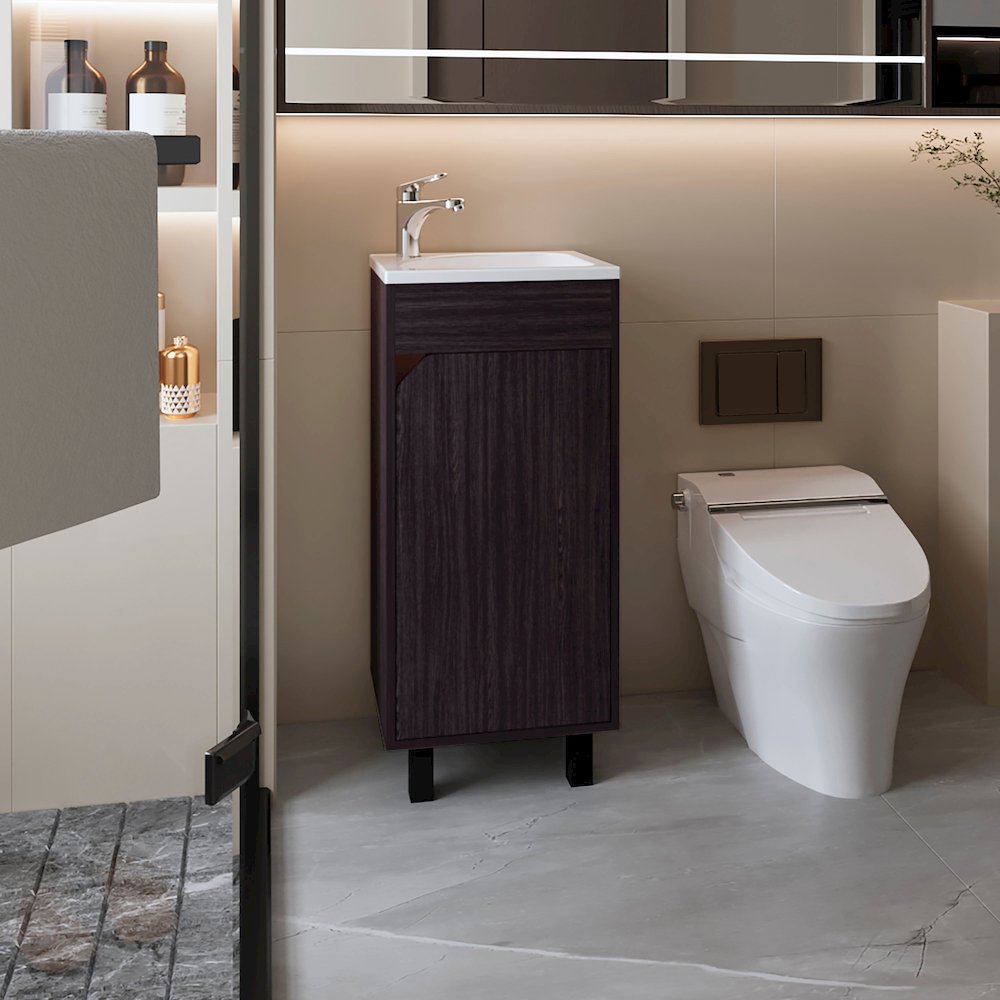 Quartzsite  Bathroom Vanity with Integrated Sink and Faucet, Wengue. Picture 4