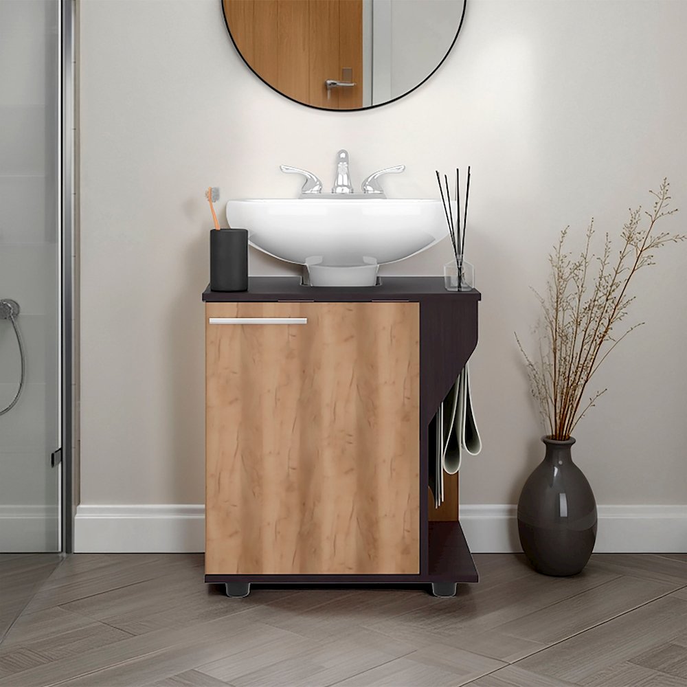 Bend Under Sink Storage Cabinet, Compact Design, with Two Shelves, White. Picture 7