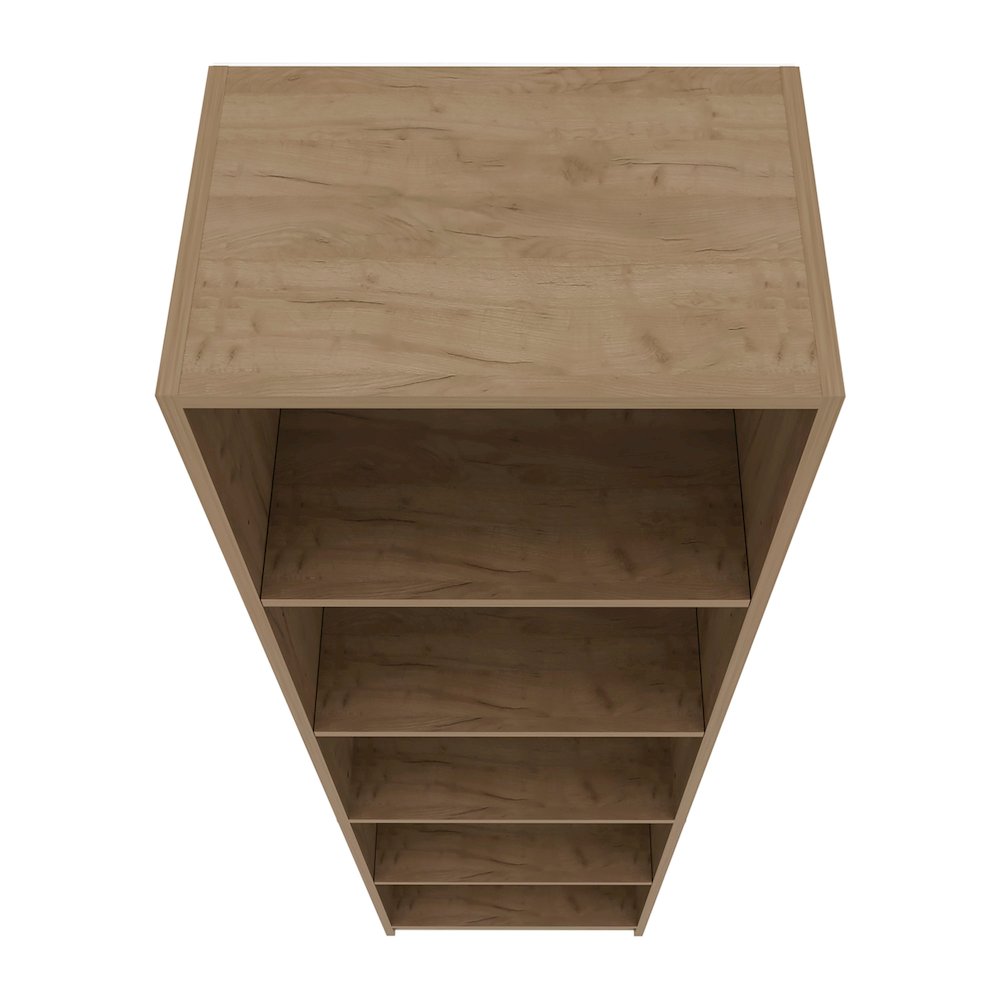 Beaver Balley Bookcase with Open Storage and 5 Shelves, Natural Oak and White. Picture 6