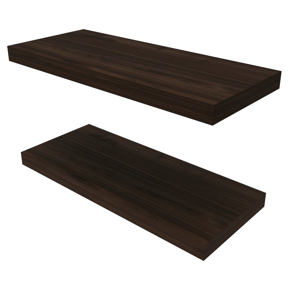 Iva Floating Shelf in Melamine x2,Dark Walnut. Picture 1