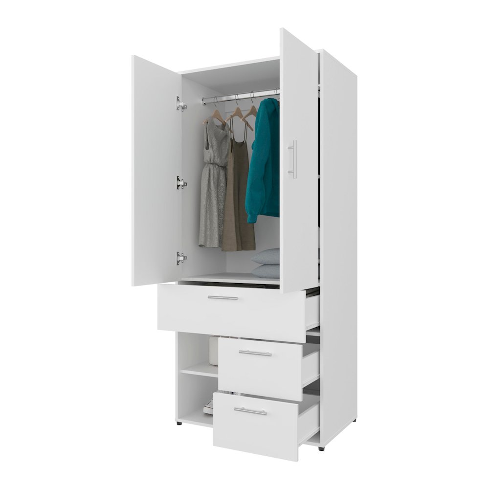 Care Free Multi-Storage Wardrobe with Rod and Shelving, White. Picture 5
