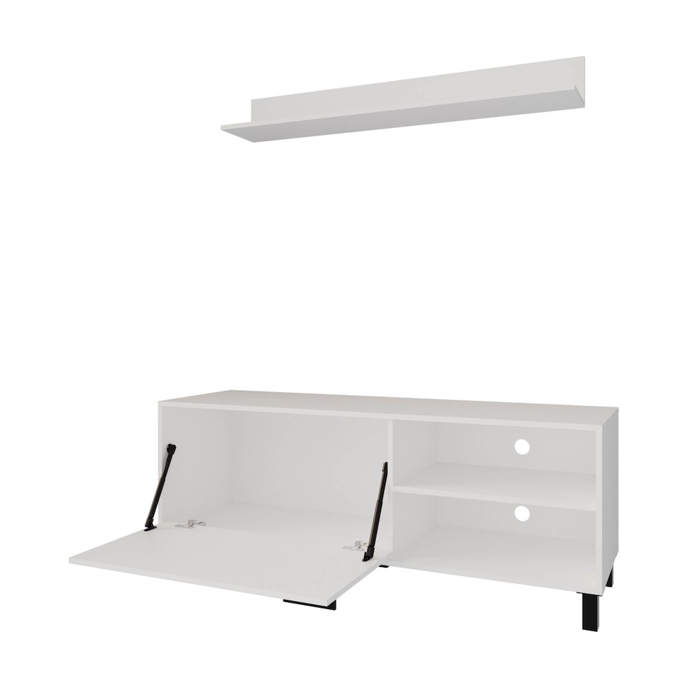TV Stand 65" in melamine with Open Storage,pneumatic arms and 1 Door. Picture 6