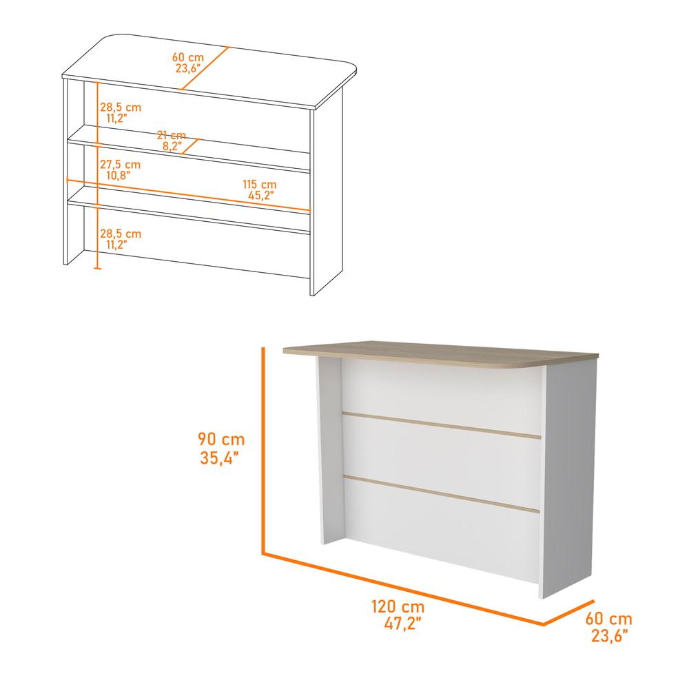 Crete Kitchen Island, Kitchen Bar with 3-Tier Shelves. Picture 2