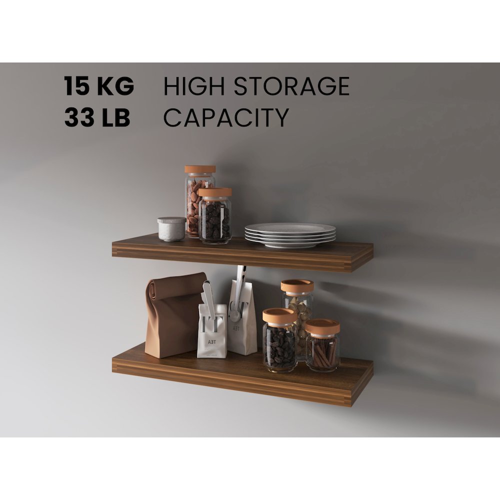 Iva Floating Shelf in Melamine x2,Walnut. Picture 5