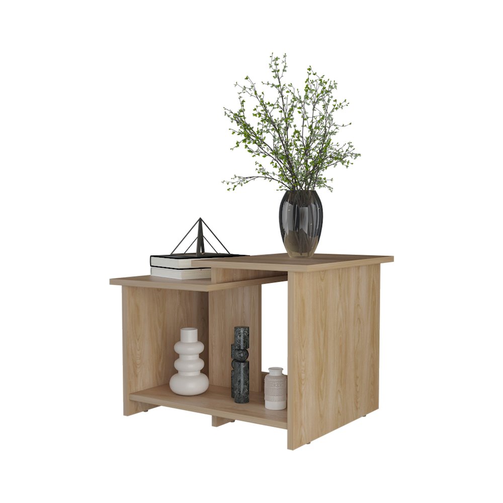 Naco Coffee Table with Open Storage, Melamine Finish, Natural Oak. Picture 4