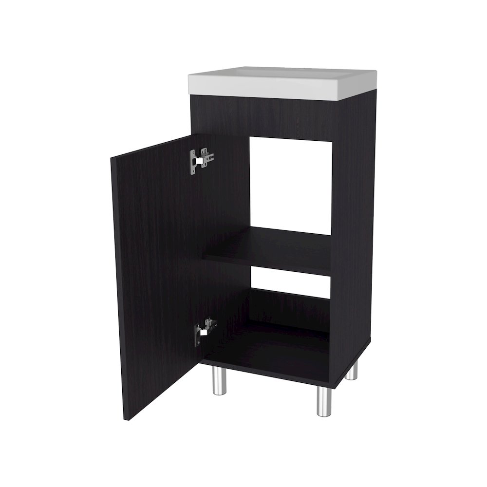 Oracle Bathroom Vanity, Single Door, Two Storage Shelves, Wengue Finish. Picture 6