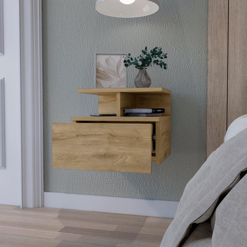 Augusta Floating Nightstand with 2-Tier Shelf and 1-Drawer. Picture 3