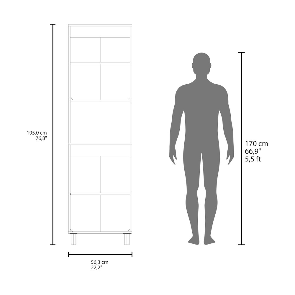 Ko Vaya Double Cabinet Kitchen Pantry with Open Storage, White. Picture 7